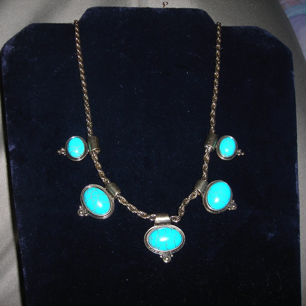Necklace,turquoise ,18" long flat end to end